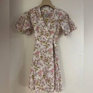 Thiery Colson Pink Floral Cotton Mini Dress | Size S